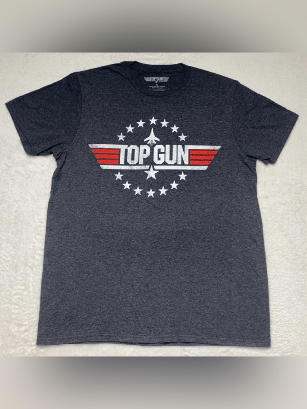 Top Gun Men’s Short Sleeve Graphic Tee - Charcoal with Red & White Logo